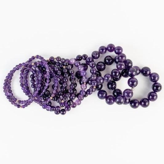 10mm Amethyst Bead Bracelet - Serenity & Intuition - Skies & Trees