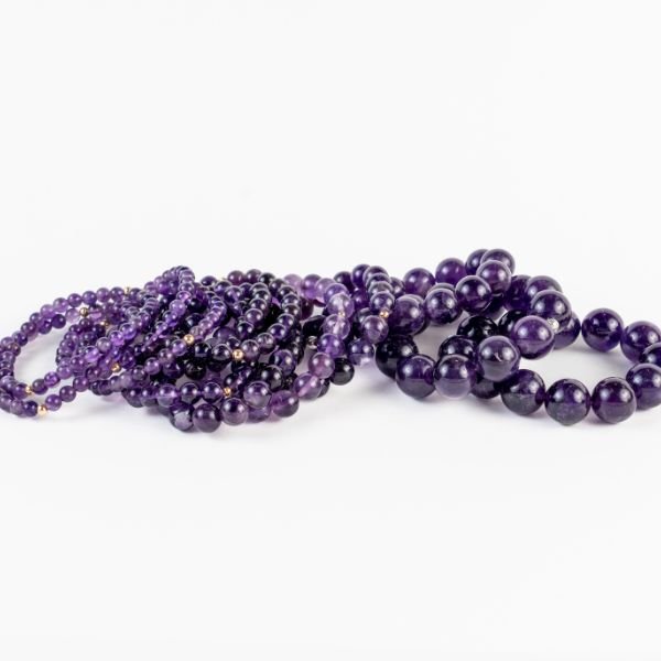 10mm Amethyst Bead Bracelet - Serenity & Intuition - Skies & Trees