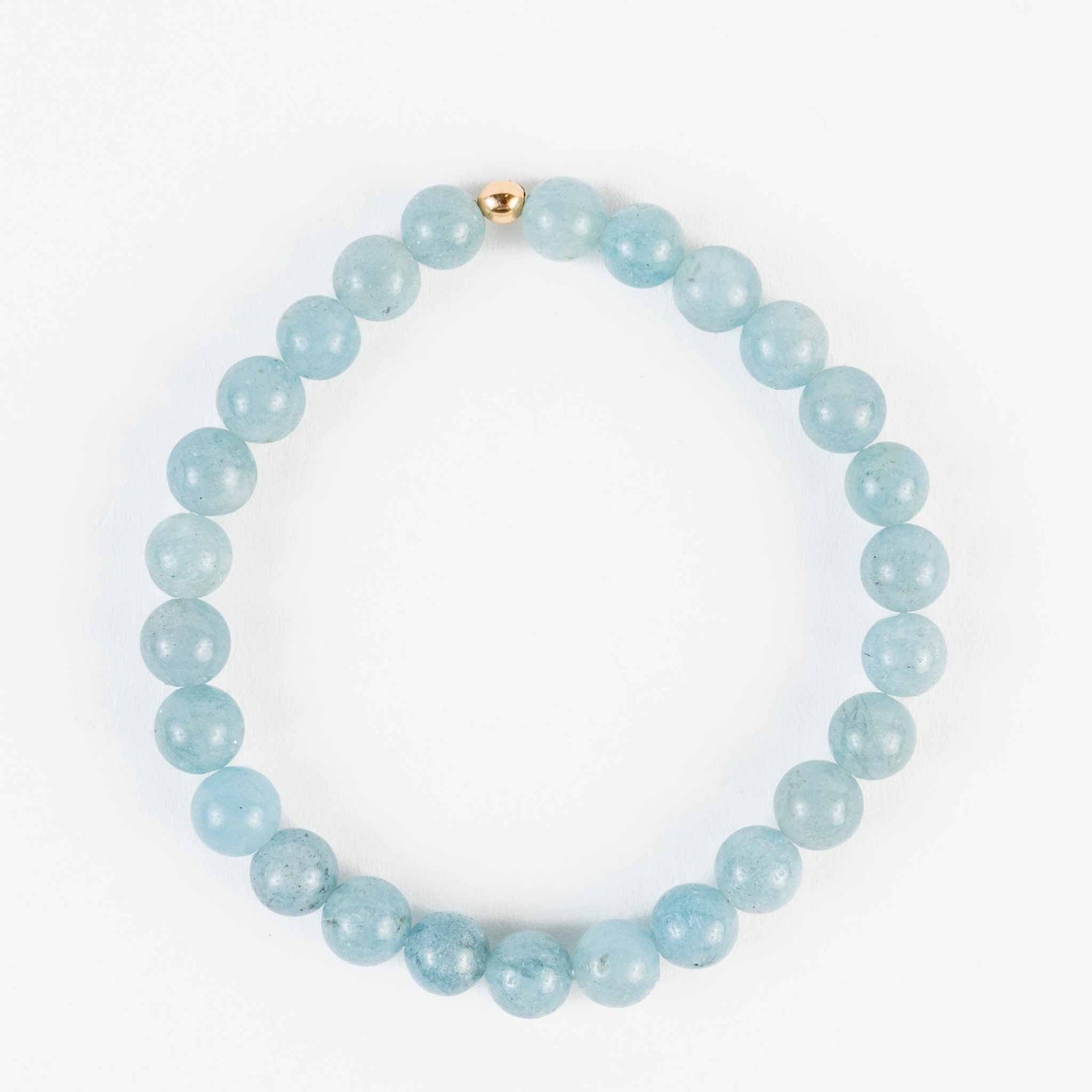 6mm Aquamarine Bead Bracelet - Calmness & Clarity - Skies & Trees