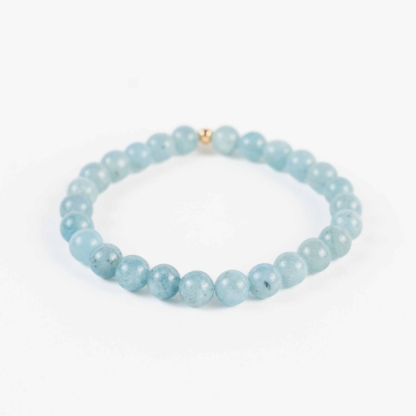 6mm Aquamarine Bead Bracelet - Calmness & Clarity - Skies & Trees