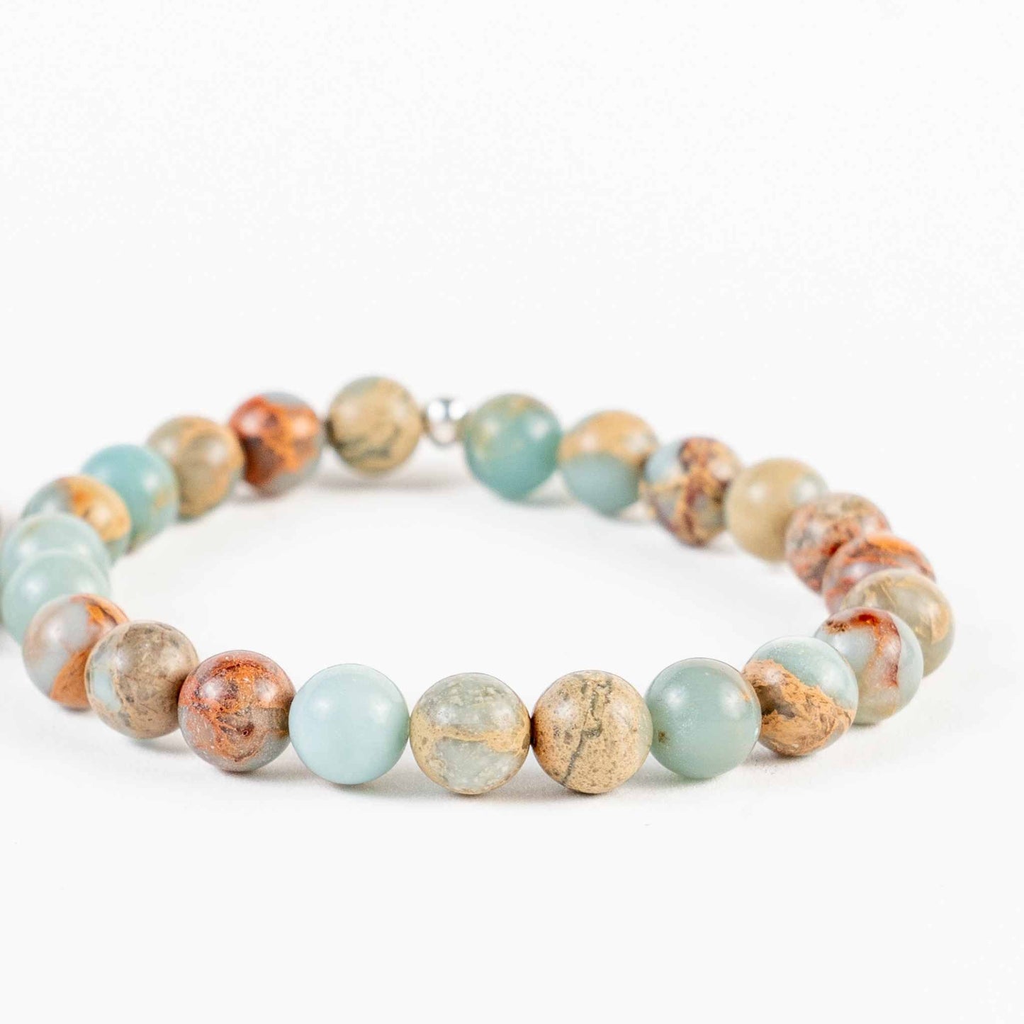 8mm African Opal Bead Bracelet - Soothing & Emotional Healing - Skies & Trees