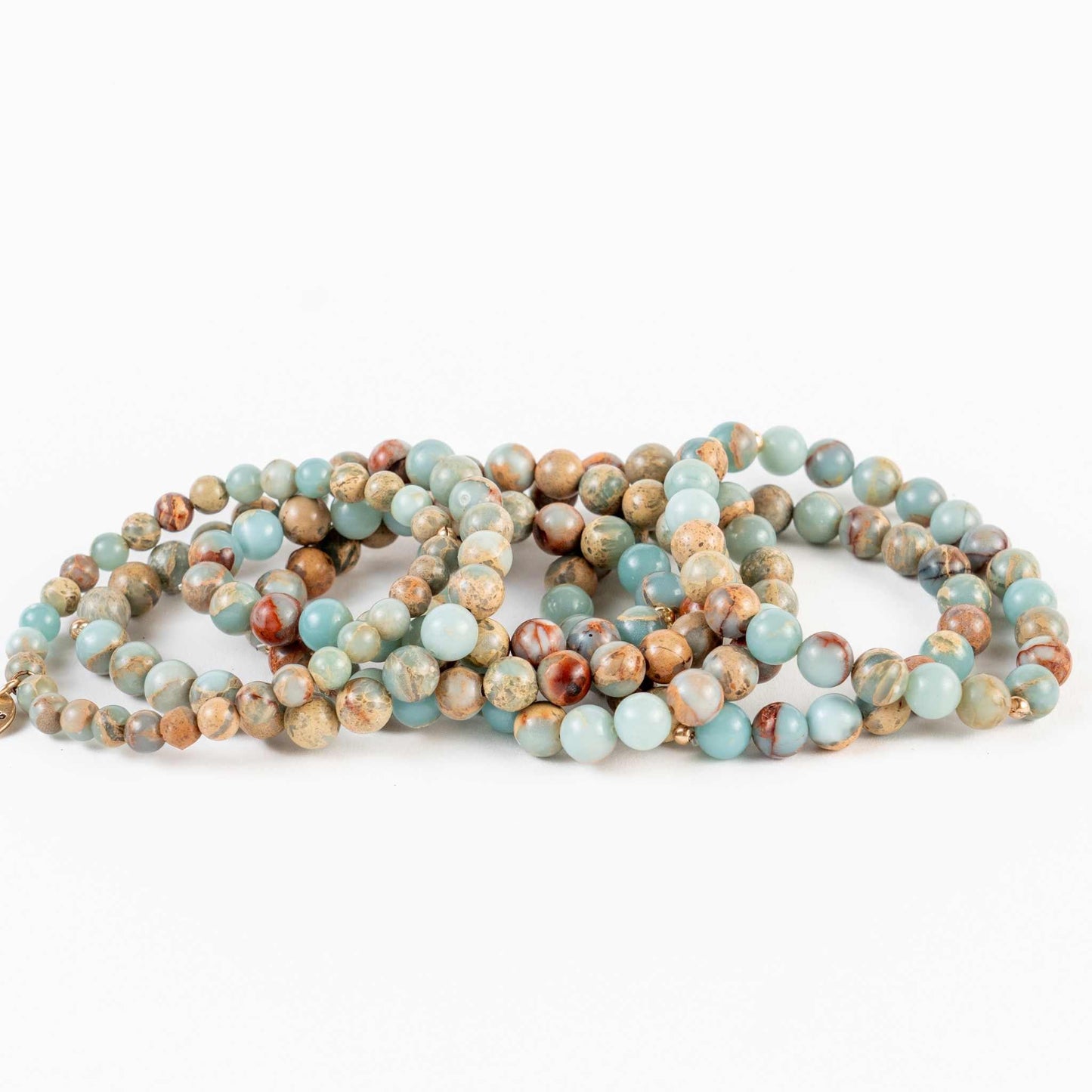 8mm African Opal Bead Bracelet - Soothing & Emotional Healing - Skies & Trees