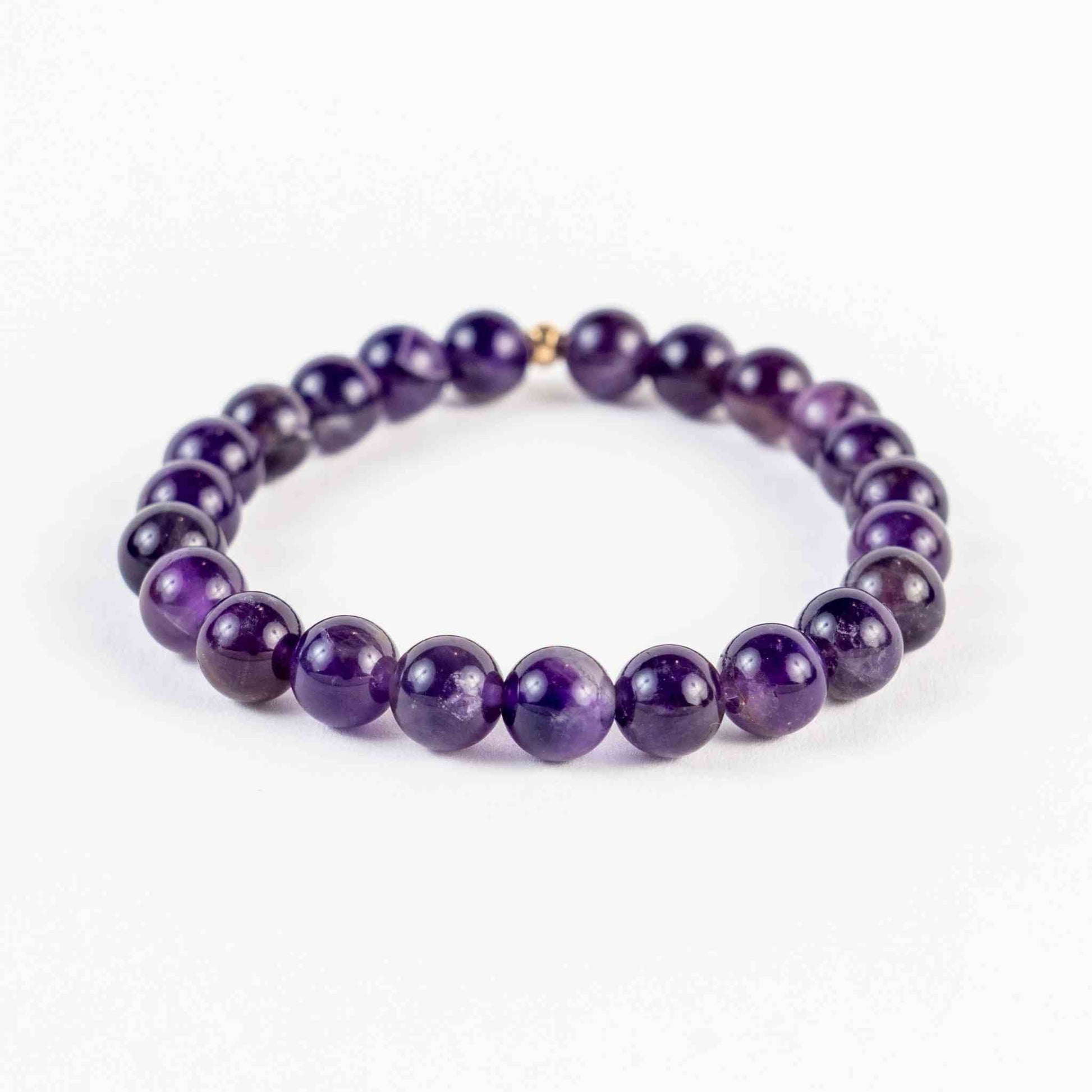 8mm Amethyst Bead Bracelet - Serenity & Intuition - Skies & Trees