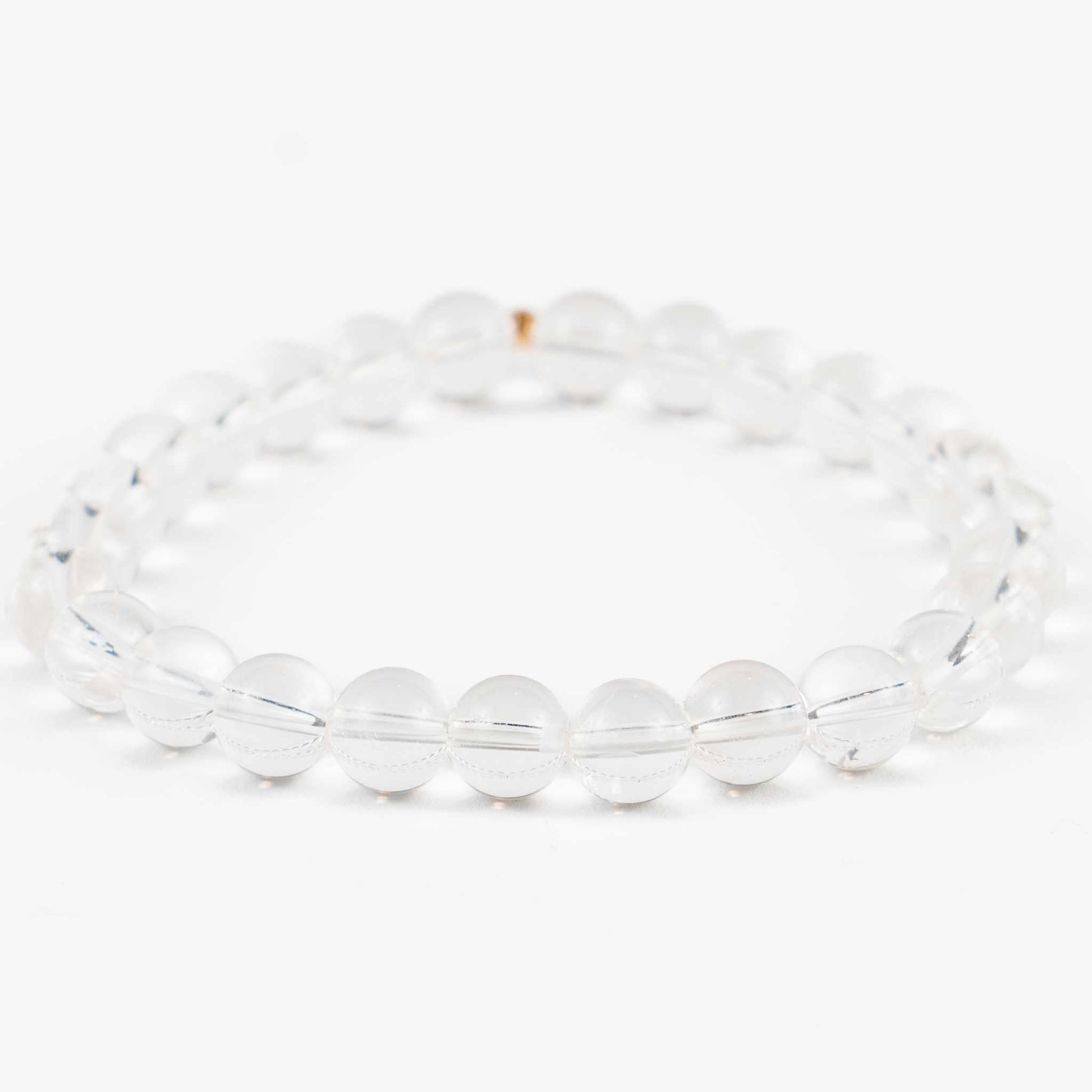 8mm Clear Quartz Bead Bracelet - Clarity, Energy, Healing - Skies & Trees