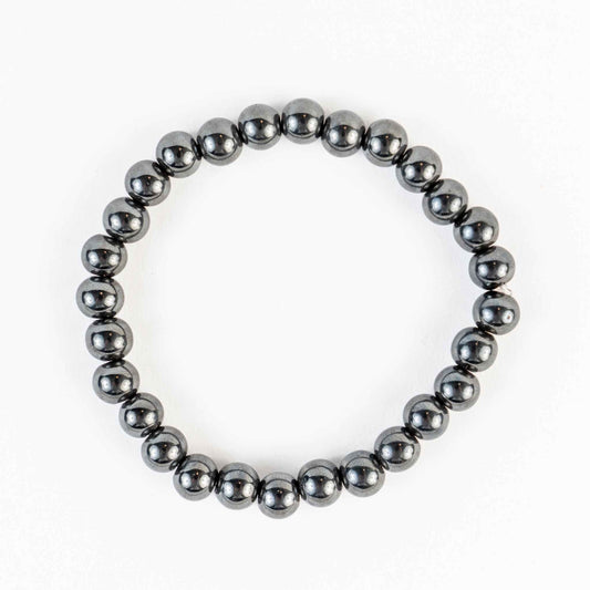 8mm Hematite Bead Bracelet - Strength, Grounding & Balance - Skies & Trees