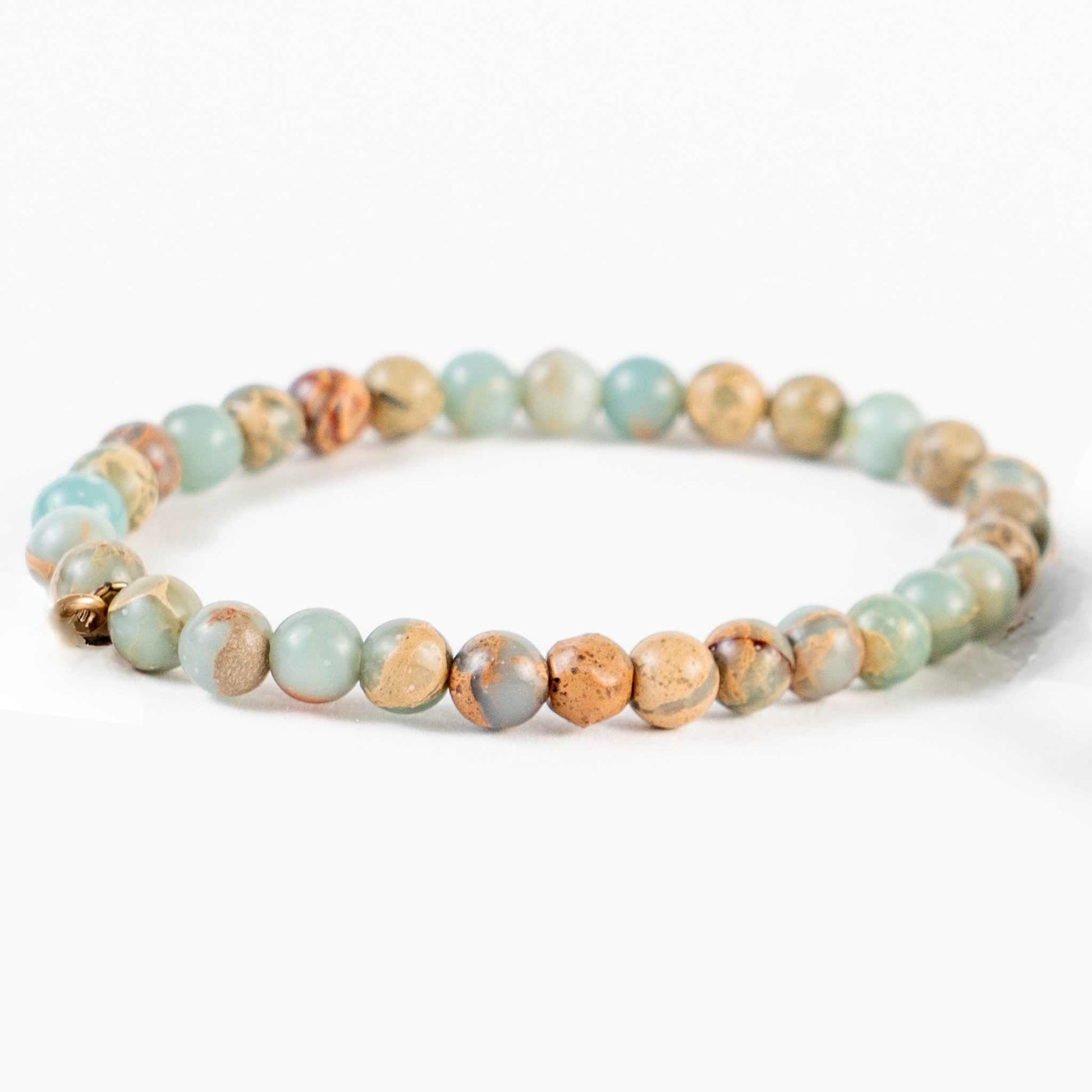 African Opal Bead Bracelet - Soothing & Emotional Healing - Skies & Trees