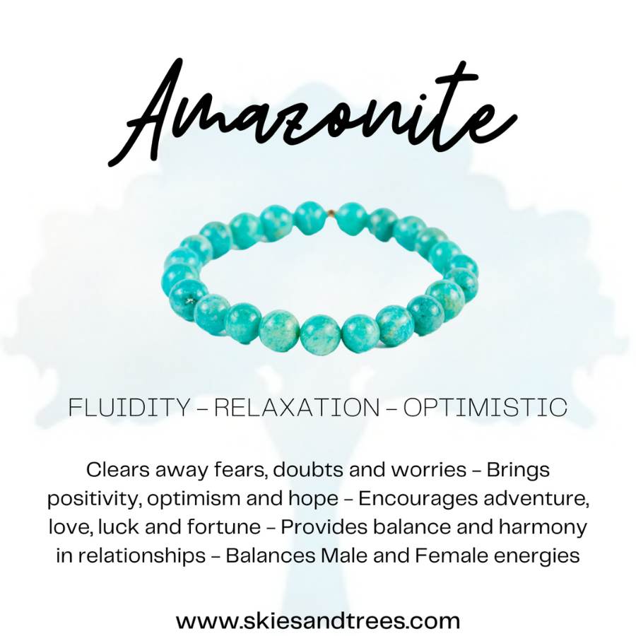 Amazonite Bead Bracelet - Harmony, Tranquility, Optimism - Skies & Trees