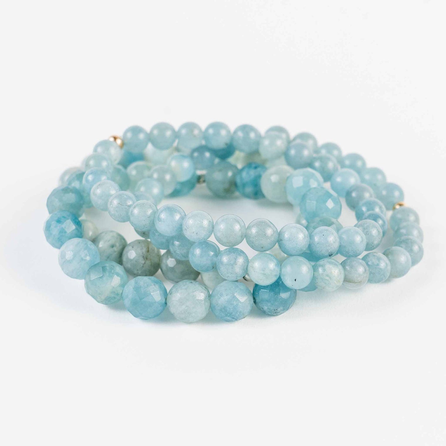 Aquamarine Bead Bracelet - Calmness & Clarity - Skies & Trees