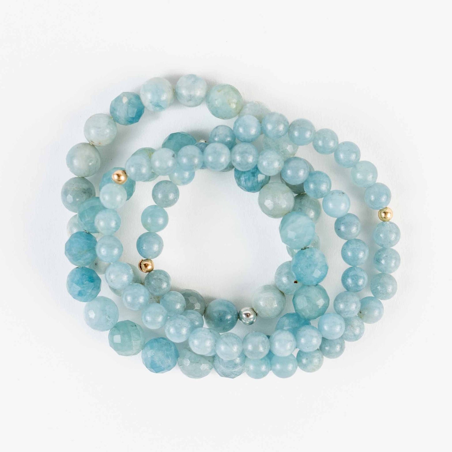 Aquamarine Bead Bracelet - Calmness & Clarity - Skies & Trees