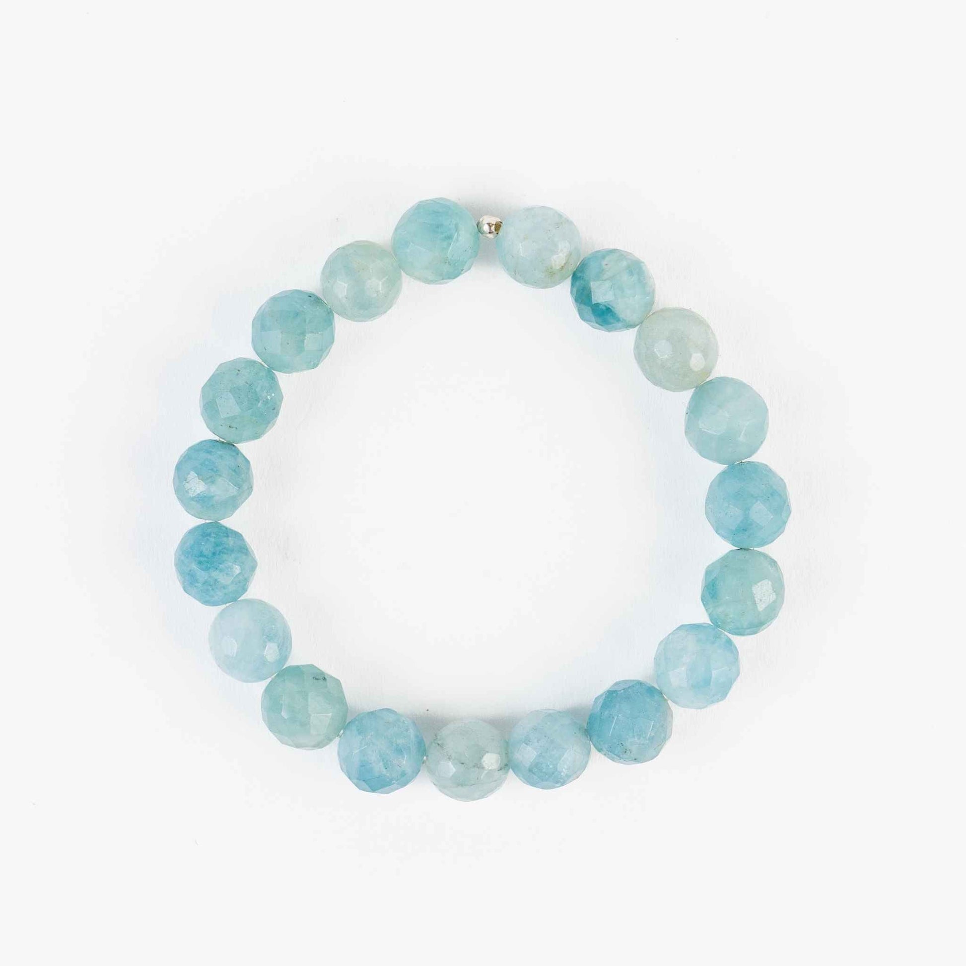 Aquamarine Bead Bracelet - Calmness & Clarity - Skies & Trees