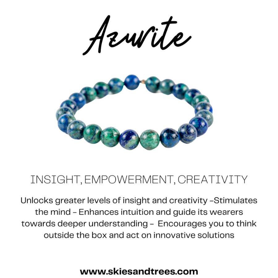 Azurite Bead Bracelet - Insight, Empowerment & Creative Awakening - Skies & Trees