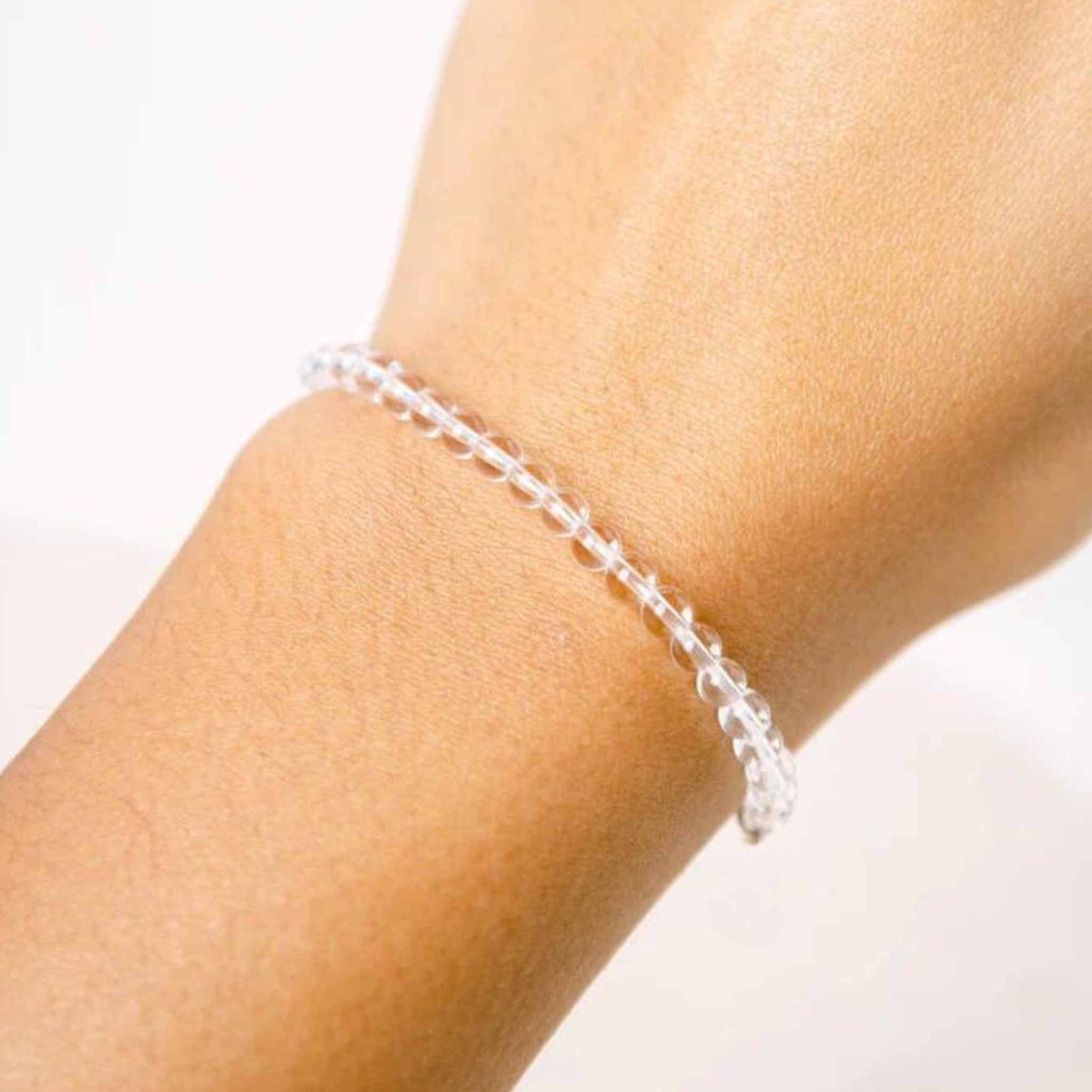 Clear Quartz Bead Bracelet - Clarity, Energy, Healing - Skies & Trees