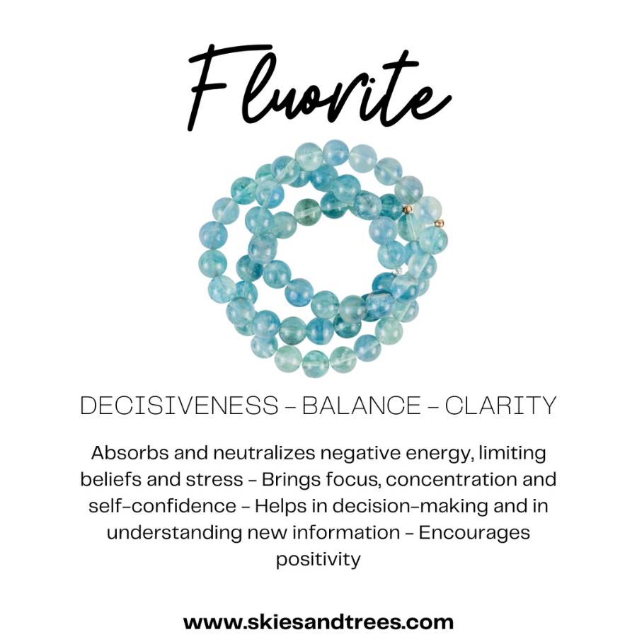 Fluorite Bead Bracelet - Focus, Clarity, Brilliance - Skies & Trees