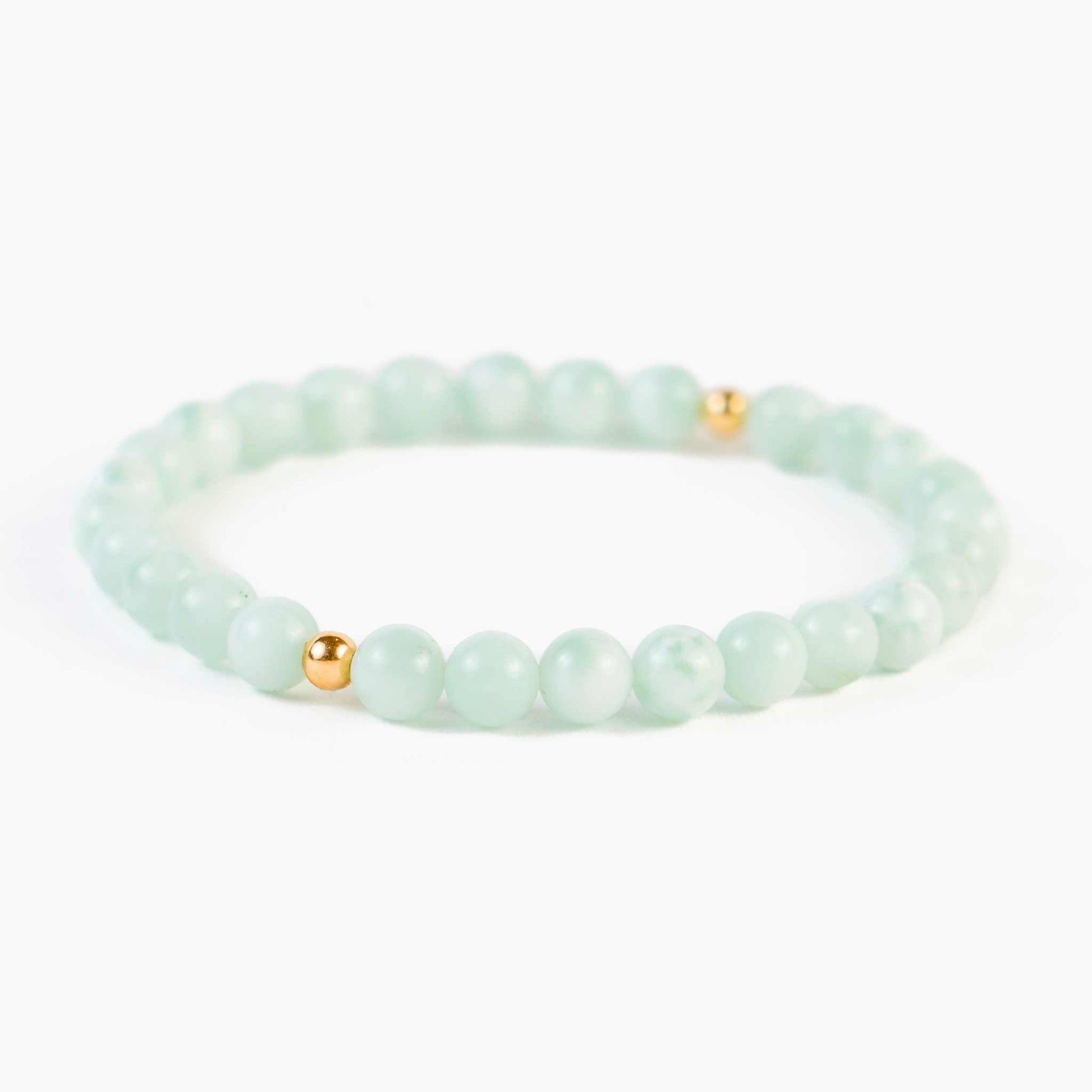 Green Angelite Bead Bracelet - Peace & Spiritual Connection - Skies & Trees