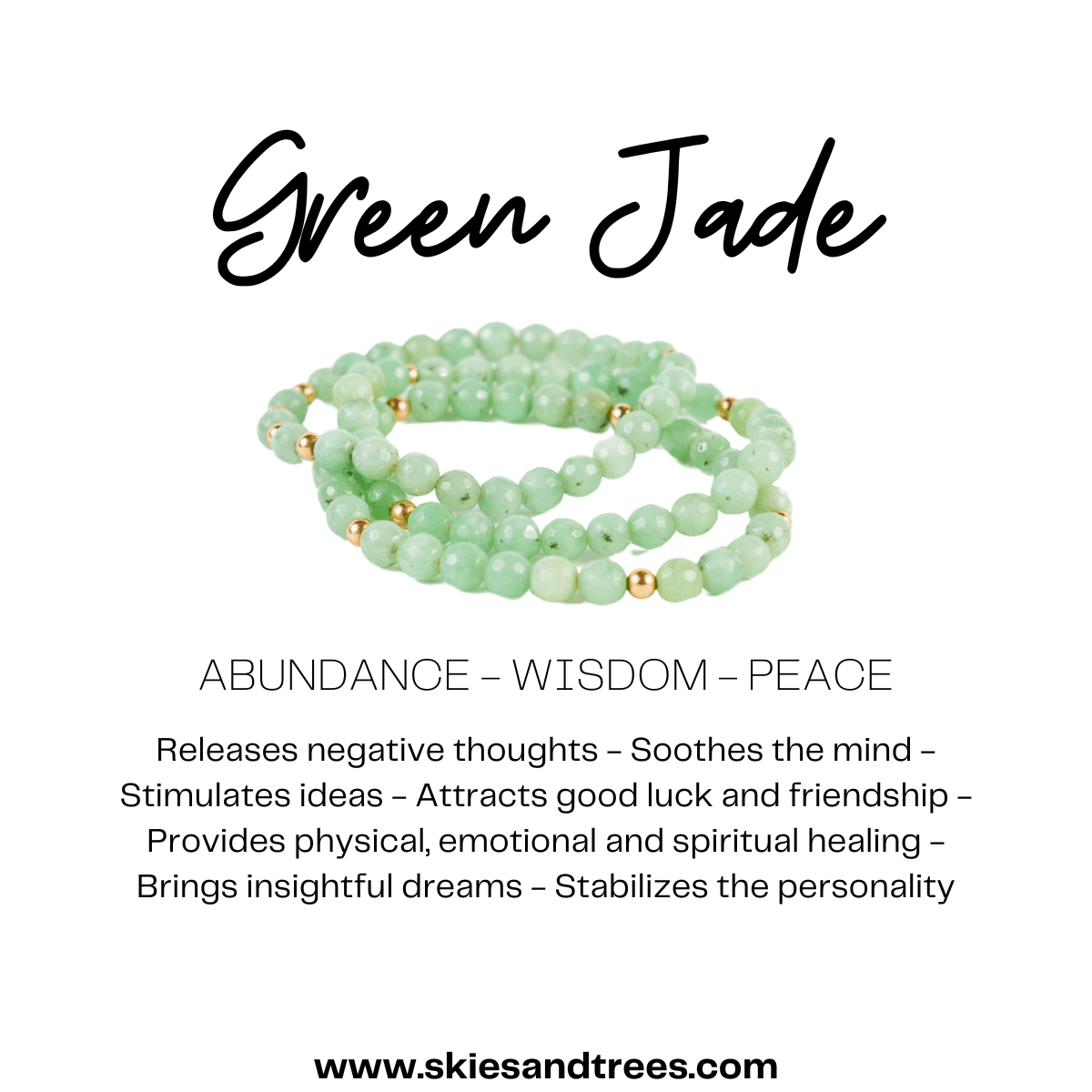 Green Jade Bracelet - Luck & Prosperity - Skies & Trees