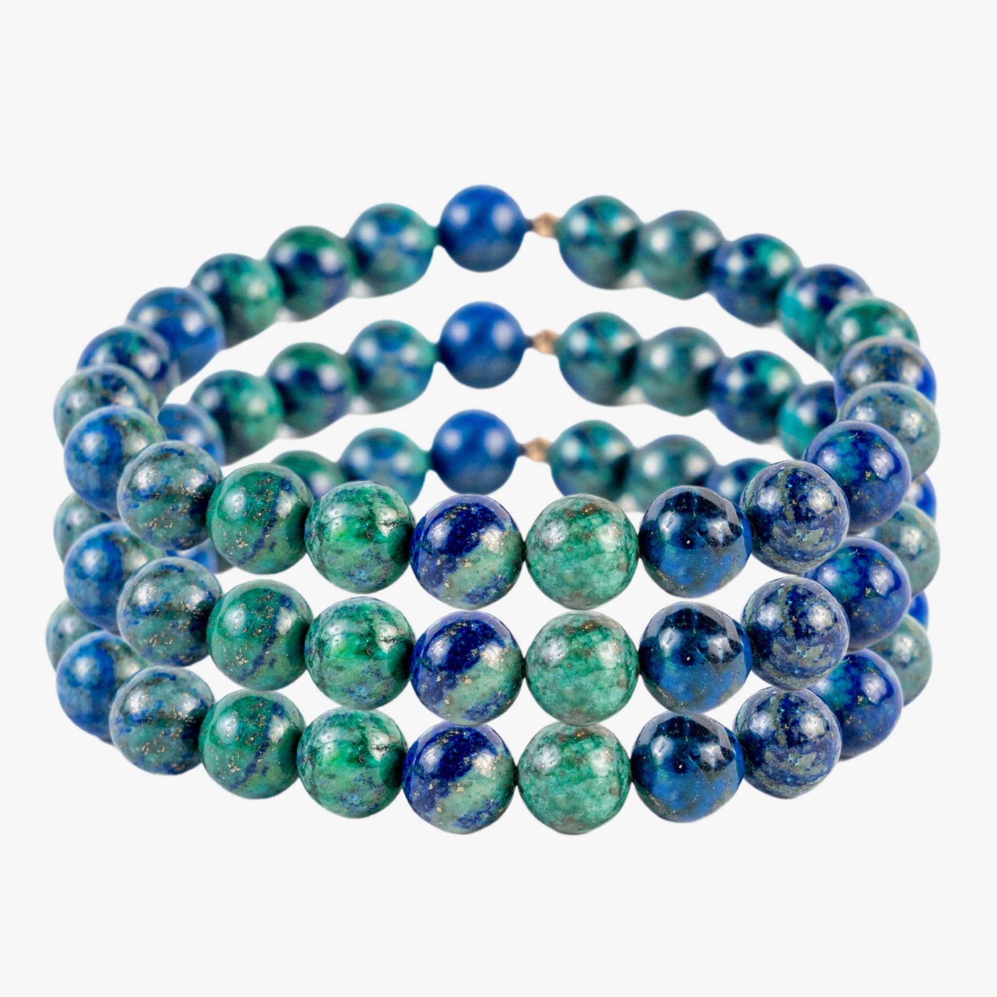 Power of Three Azurite Bracelet Stack - Insight, Empowerment & Creative Awakening - Skies & Trees