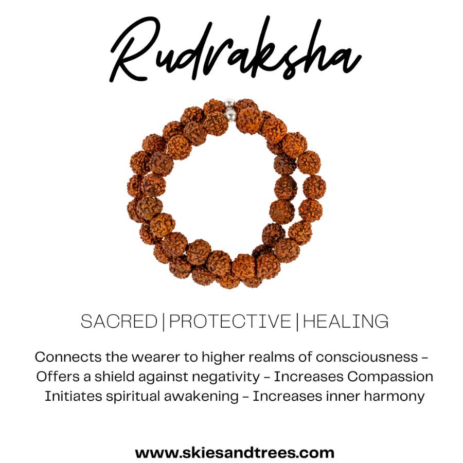 Rudraksha Bead Bracelet - Sacred & Protective - Skies & Trees